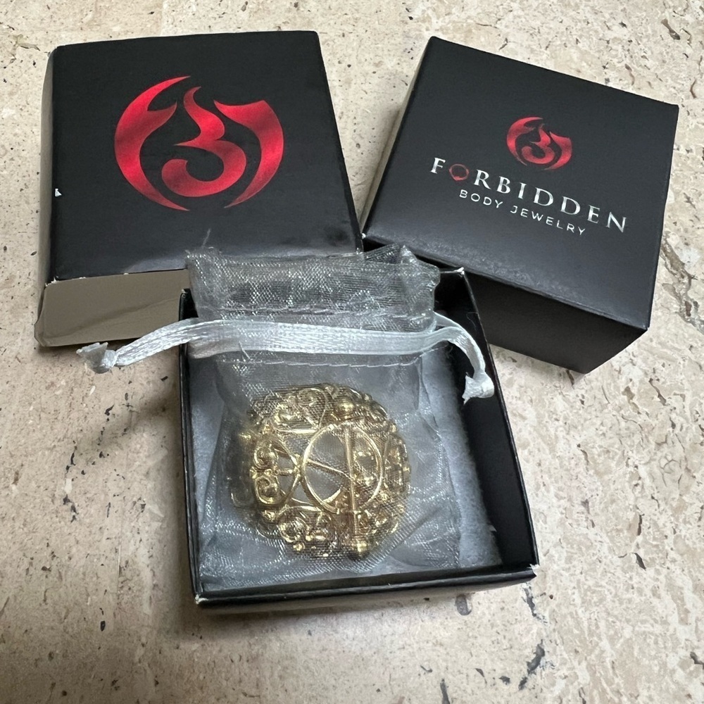 Forbidden Body Jewelry Set of 2 Surgical Steel Gold Colored Nipple Rings